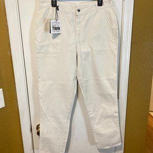 Twin Set MY TWIN women's size 29 floral embroidery Mother of Pearl fatigue pants